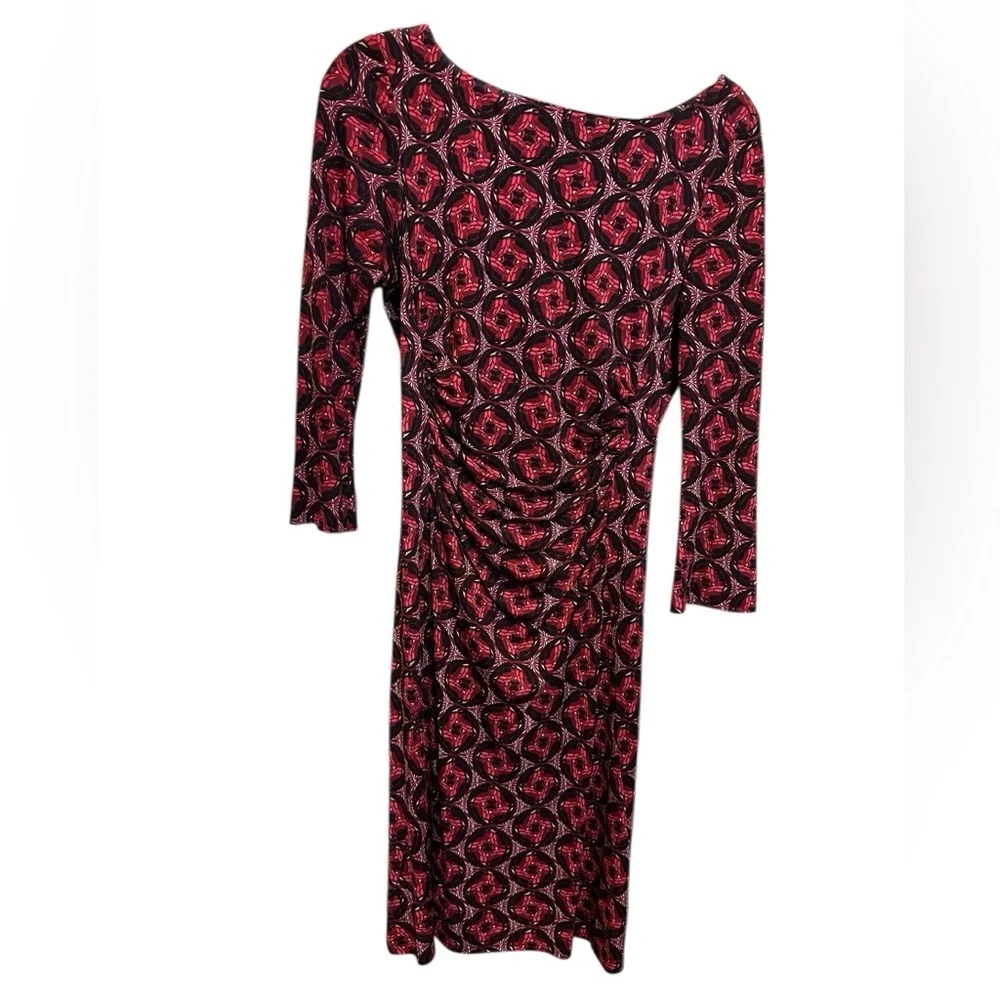 Tory Burch Elegant printed Red and Black Patterned knee length Dress size M